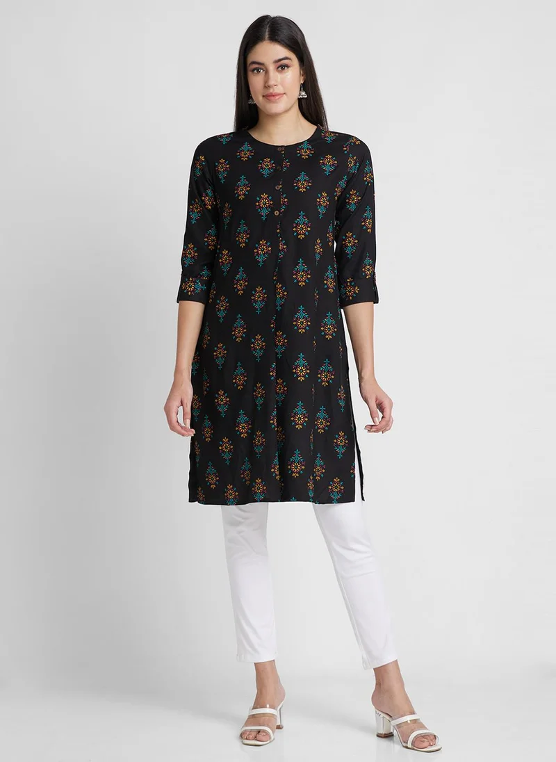 globus Women Ethnic Motifs Printed Straight Kurta